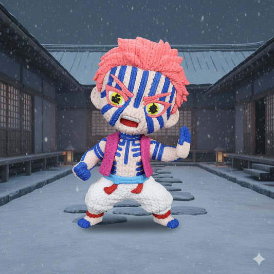 Martial Arts Fighter knitted-style anime-inspired 3D printed figure