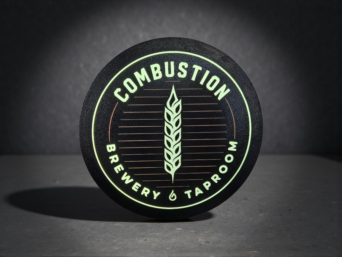 Round LED Taproom Sign Combustion Collab Series