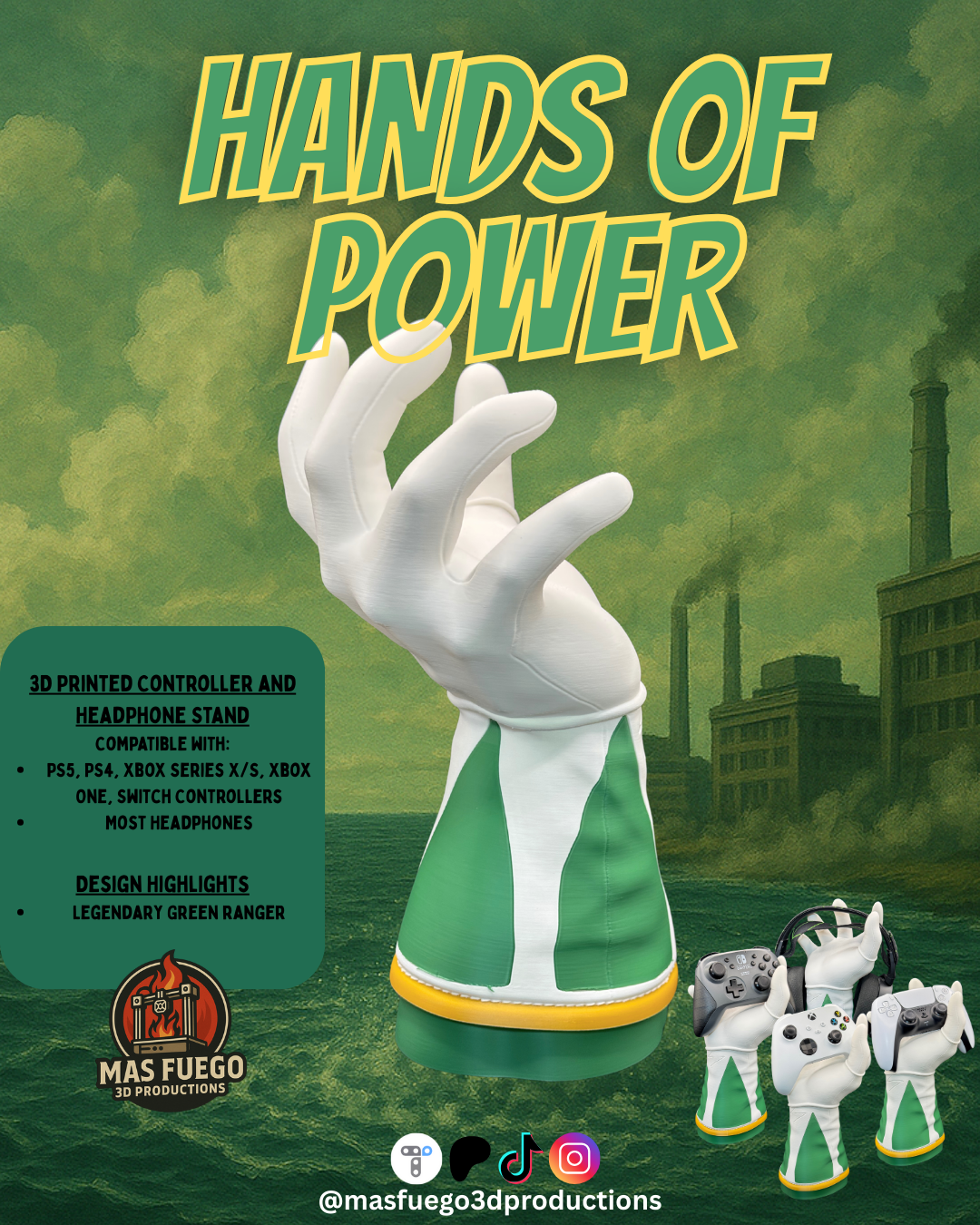 Hands of Power – 3D Printed Controller & Headphone Stand (Multiple Designs)