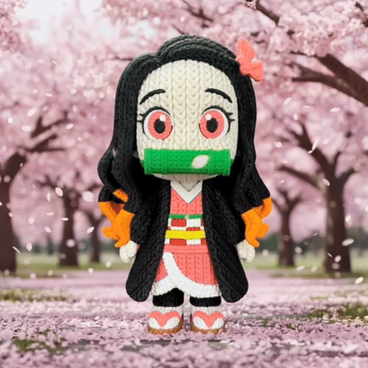 Demon Girl knitted-style anime-inspired 3D printed figure - Video